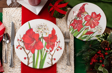 Load image into Gallery viewer, Amaryllis Christmas Bamboo Dinner Plate
