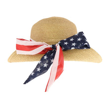 Load image into Gallery viewer, USA Ribbon Wide Brim Sun Hat
