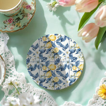 Load image into Gallery viewer, Mediterranean Lemon Coasters | Coastal Blue &amp; Yellow Accents Collection
