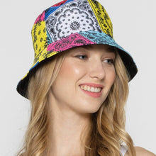 Load image into Gallery viewer, Multicolor Paisley Print Reversible Bucket Hat
