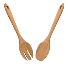 Load image into Gallery viewer, Bamboo 12&quot; Salad Server Set/2

