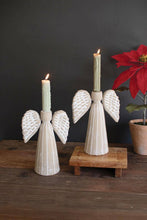 Load image into Gallery viewer, Grey Wash Clay Angel Taper Holder
