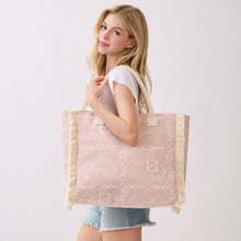 Load image into Gallery viewer, Boho Geometric Elephant Print Fringe Tote Bag
