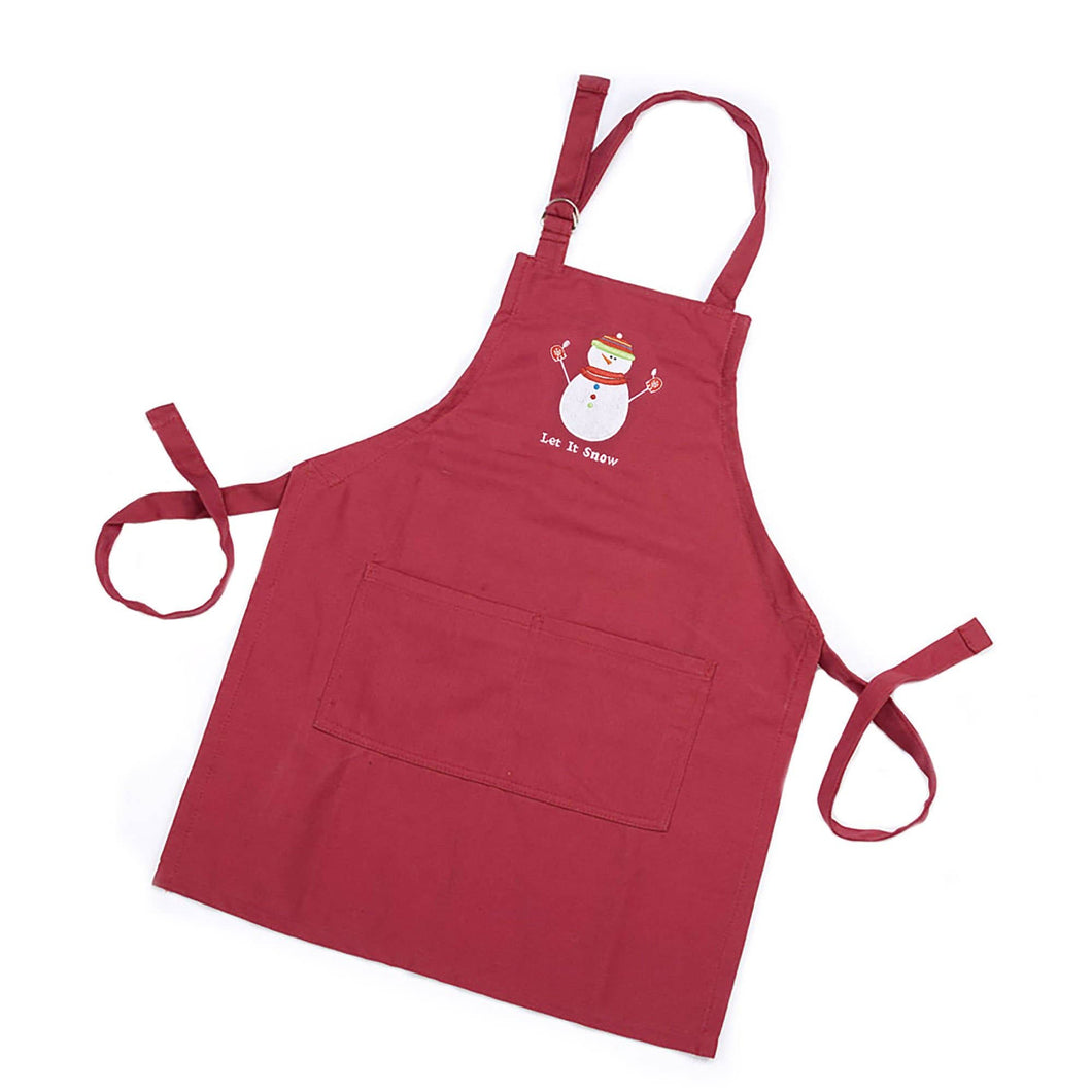 Snowman Kids Apron, Red