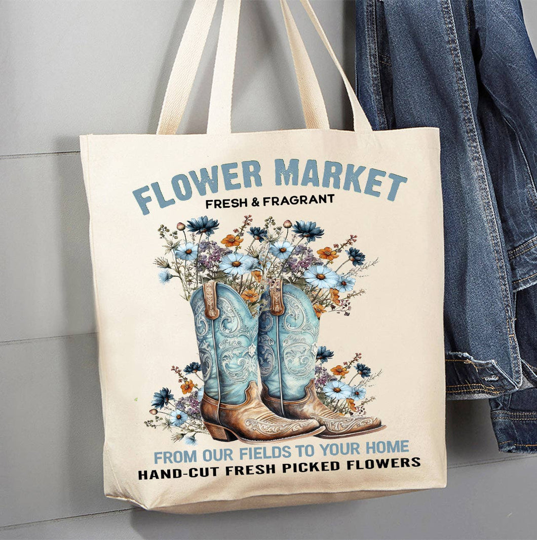 Western Flower Market Canvas Tote Bag