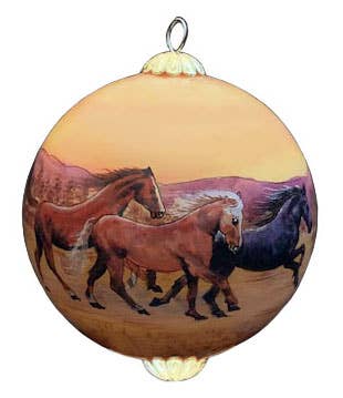 Hand-Painted Wild Horses Ornament