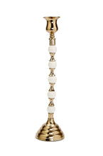 Load image into Gallery viewer, Gold Candle Holder White and Gold Beaded Stem
