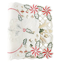 Load image into Gallery viewer, Holly Bow Christmas Design Ivory Placemat
