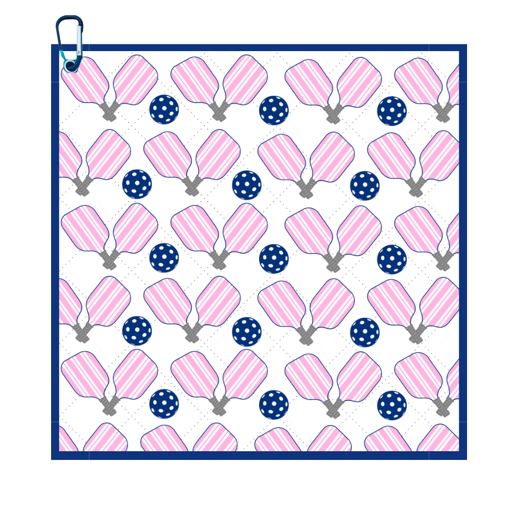 Pink & Navy Pickleball Microfiber/Cotton Athletic Towel