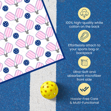 Load image into Gallery viewer, Pink &amp; Navy Pickleball Microfiber/Cotton Athletic Towel

