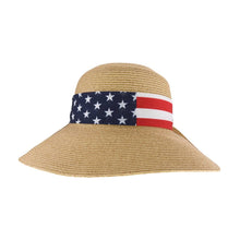 Load image into Gallery viewer, USA Ribbon Wide Brim Sun Hat
