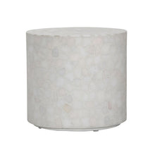 Load image into Gallery viewer, Light Gray Marble Outdoor Terrazzo End Table
