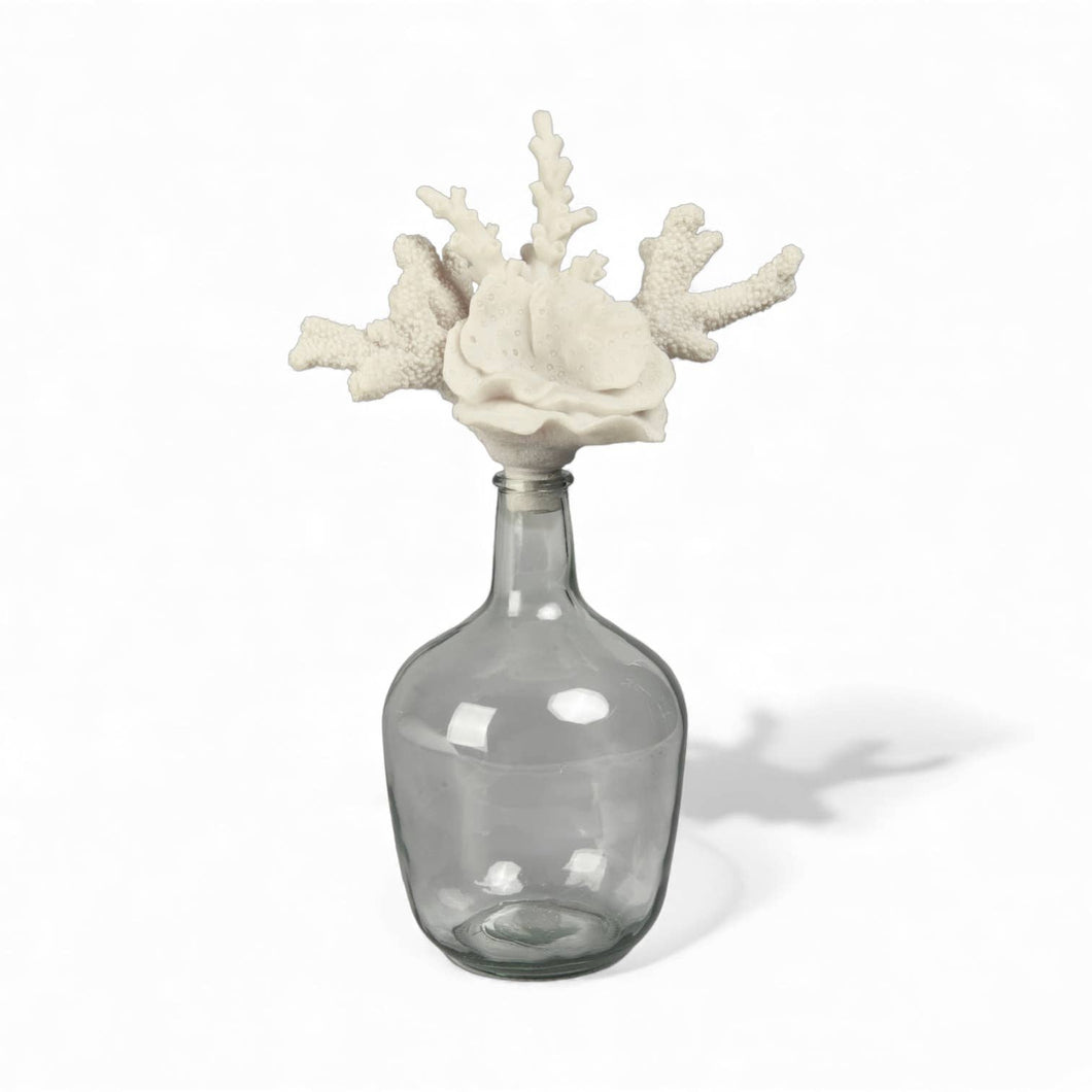 19in Smoky Bottle w/Coral Stopper