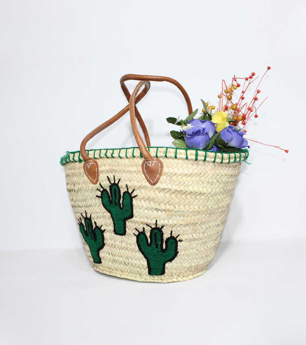 Cactus Straw Tote Handbag