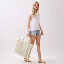 Load image into Gallery viewer, Boho Geometric Elephant Print Fringe Tote Bag
