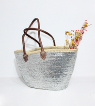 Load image into Gallery viewer, Silver Sequins Palm Leaf Tote/Handbag
