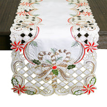 Load image into Gallery viewer, Holly Bow Christmas Design Ivory Table Runner
