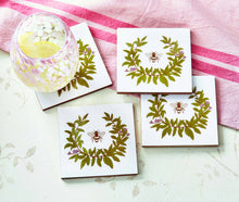 Load image into Gallery viewer, Lavender &amp; Honey Bee Coaster- S/4
