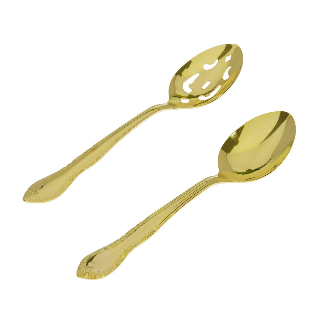 Stainless Steel 2-Piece Serving Spoon with Slotted Spoon Set