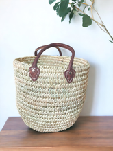 Load image into Gallery viewer, Wicker Tote W/ Leather Handles
