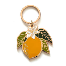 Load image into Gallery viewer, Lemon Blossom Enamel Keychain
