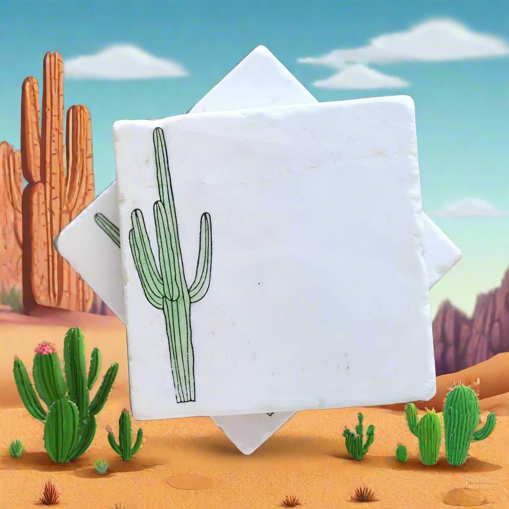 Saguaro Cactus Travertine Coaster