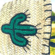 Load image into Gallery viewer, Handcrafted Straw Tote Bag w/ Cactus Embroidery
