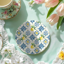 Load image into Gallery viewer, Mediterranean Lemon Coasters | Coastal Blue &amp; Yellow Accents Collection
