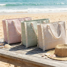 Load image into Gallery viewer, Boho Geometric Elephant Print Fringe Tote Bag
