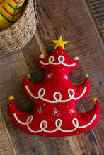 Load image into Gallery viewer, Red Felt Christmas Tree Pillow
