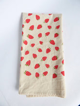Load image into Gallery viewer, Strawberry Hand Printed Kitchen Dish Towel
