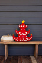 Load image into Gallery viewer, Red Felt Christmas Tree Pillow
