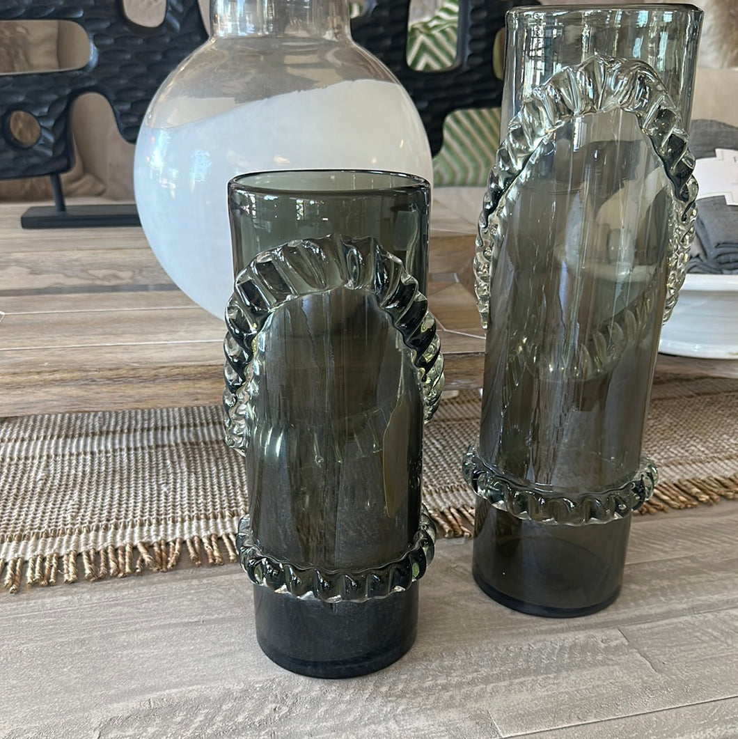 Set of 2 Grey Candle Holders