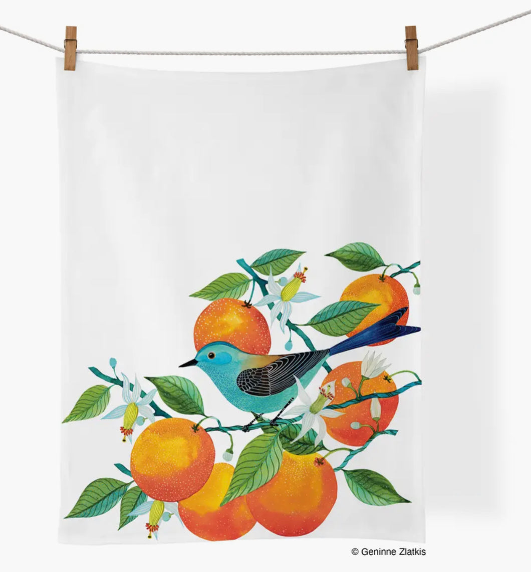 Oranges w/ Bluebird Tea Towel