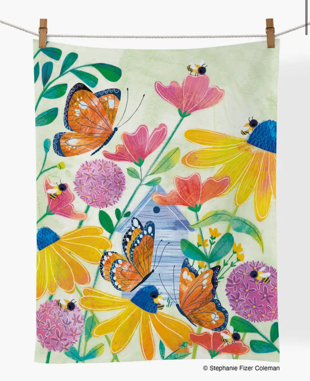 Butterflies & Bees Cotton Tea Towel