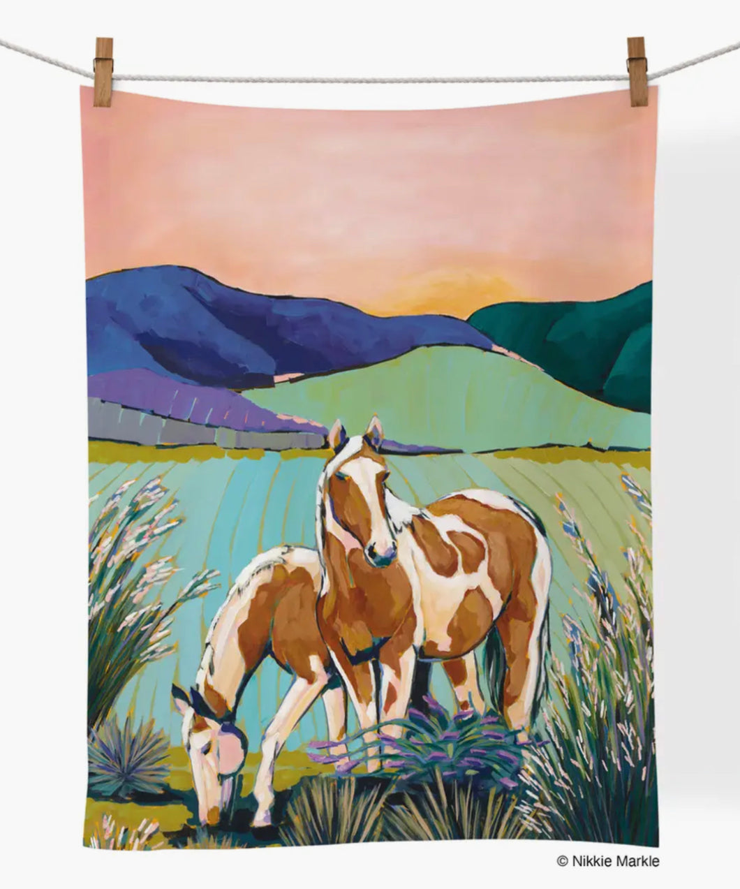 Painted Horses Tea Towel