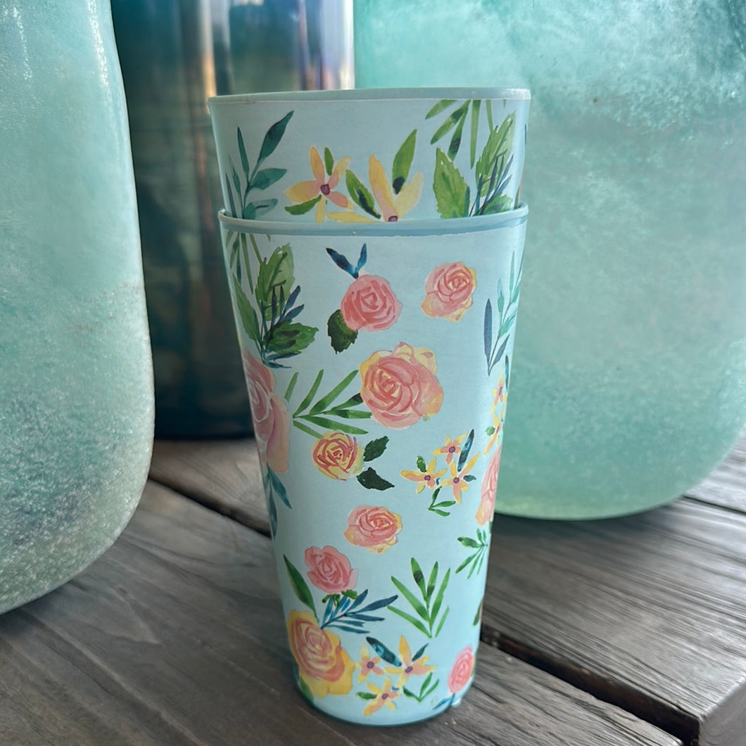 Light Blue Outdoor Floral Cup