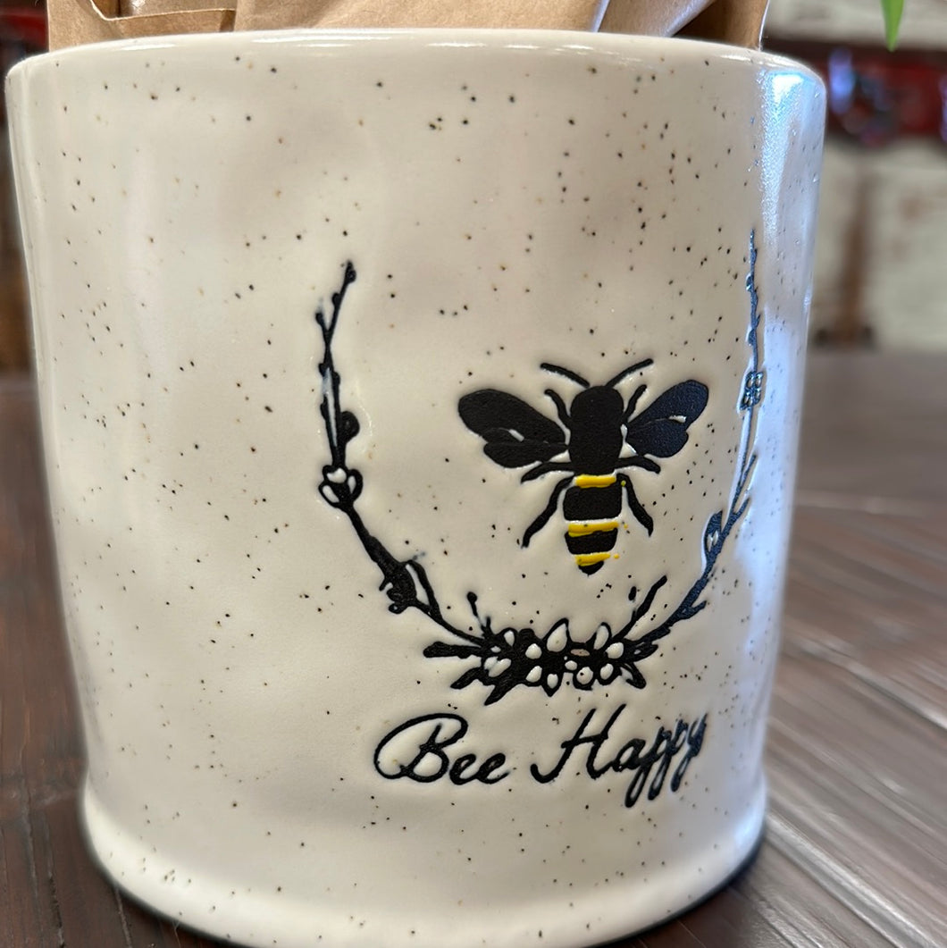 “Bee Happy” Planter with Floral