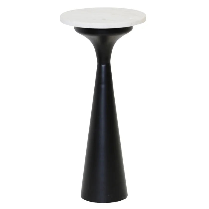 White Marble Top & Black Base Drink Table