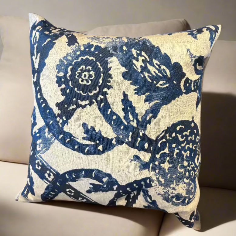 Navy Blue Pattered Accent Pillow