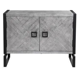 Silver Leaf Highlighted Two-Door Cabinet
