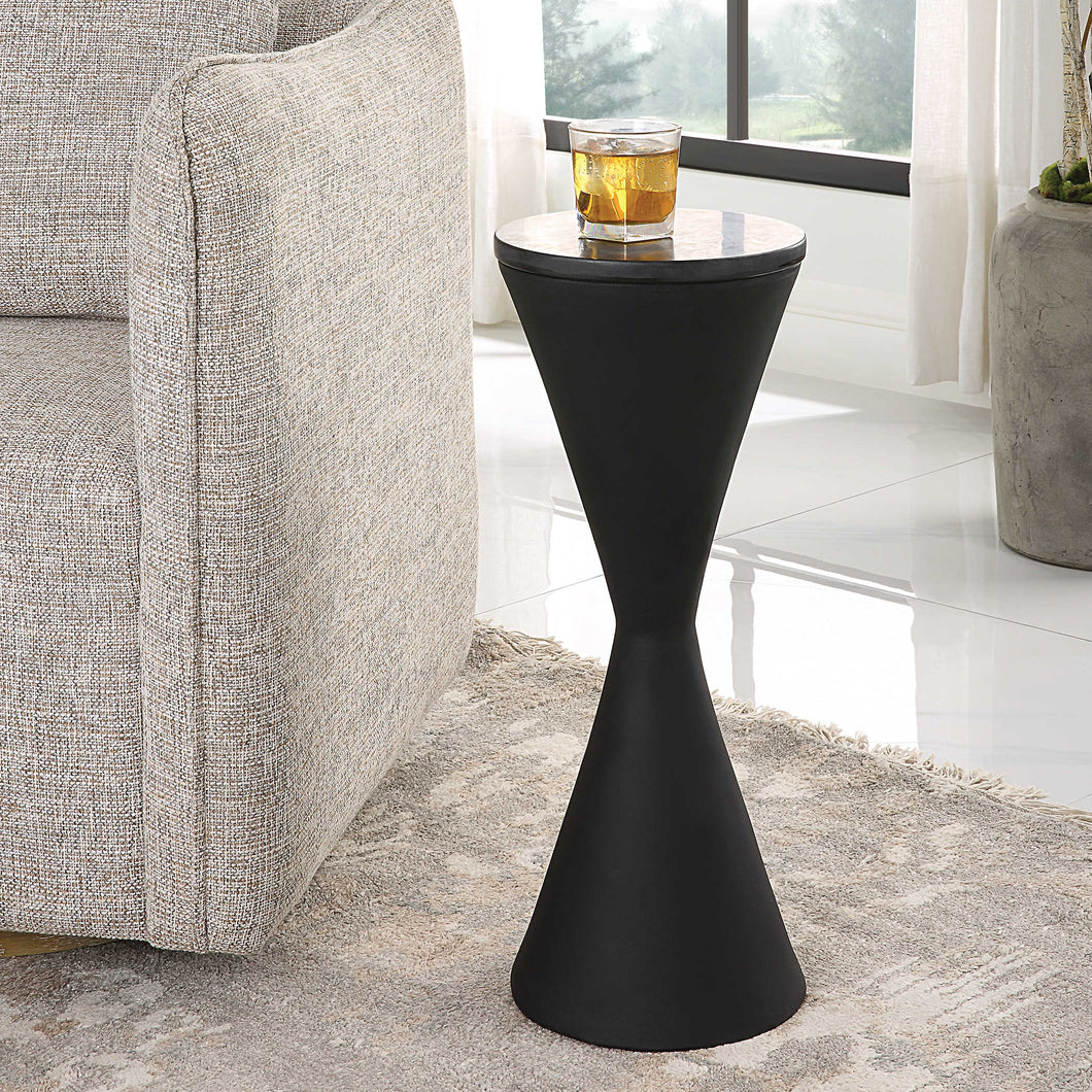Hourglass Matte Black Drink Table