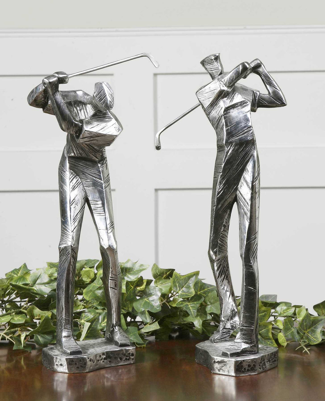 Metallic Silver Golf Figurines