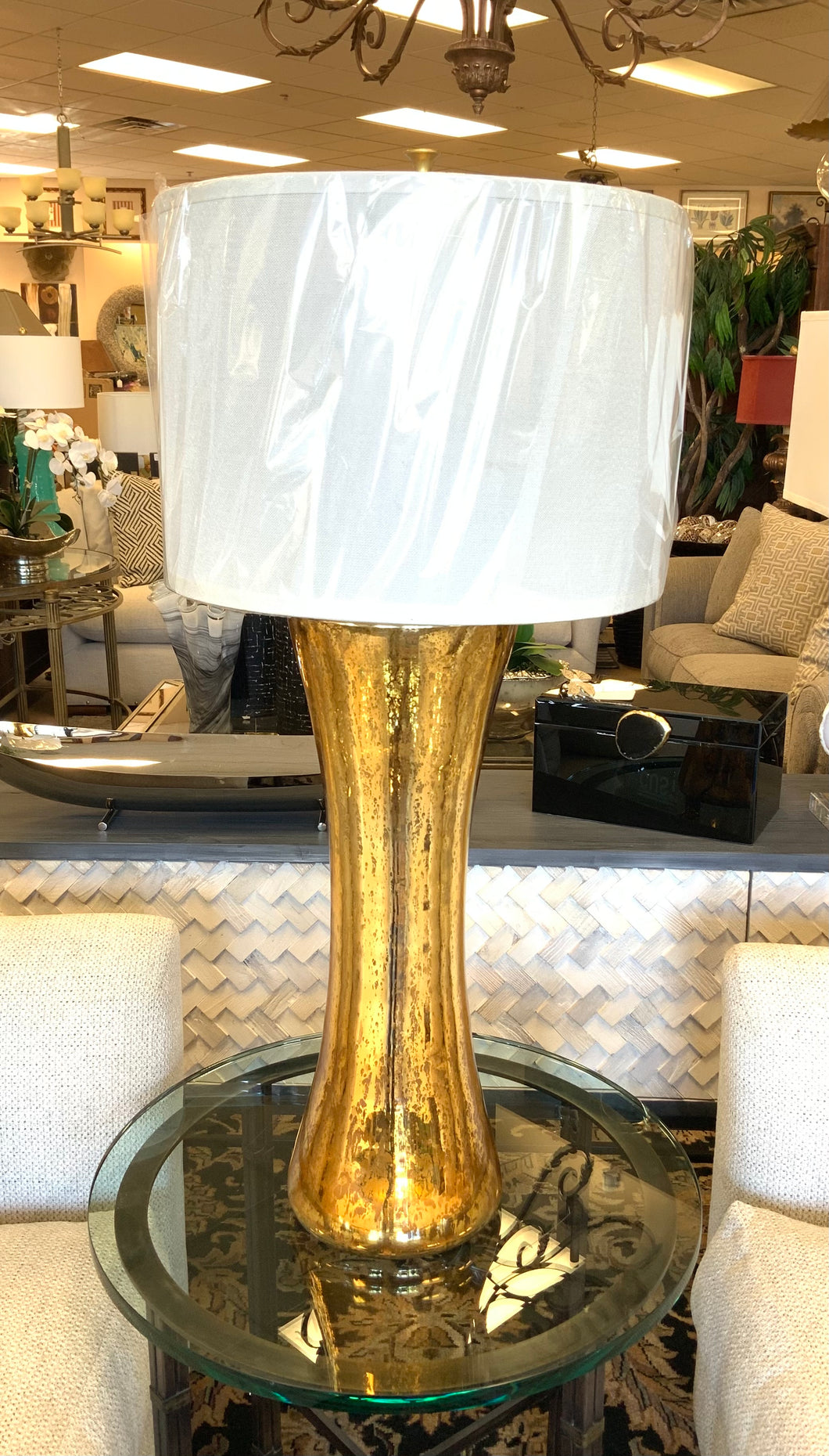 Tall gold mercury vintage lamp (6244381753542)