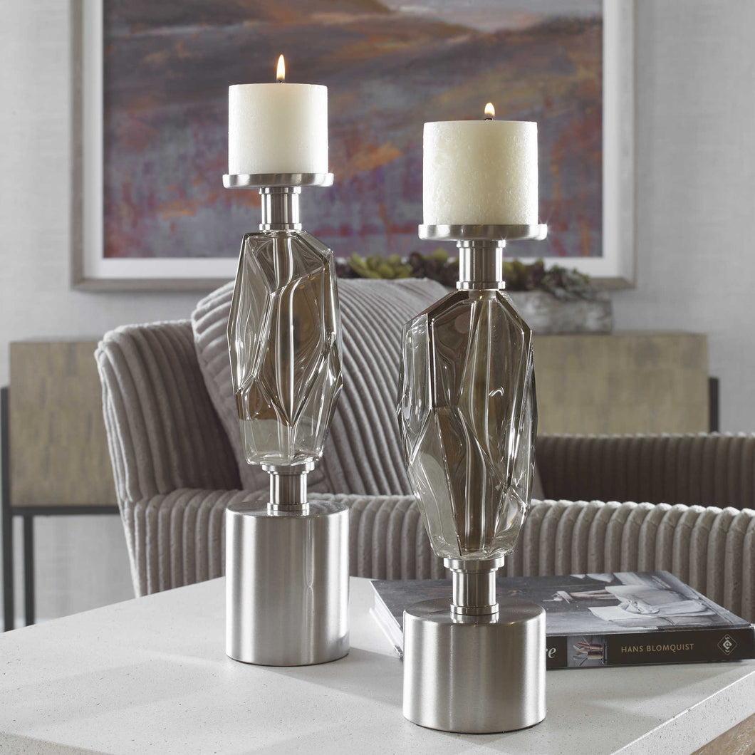 Geometric Glass Candleholder Set (2)