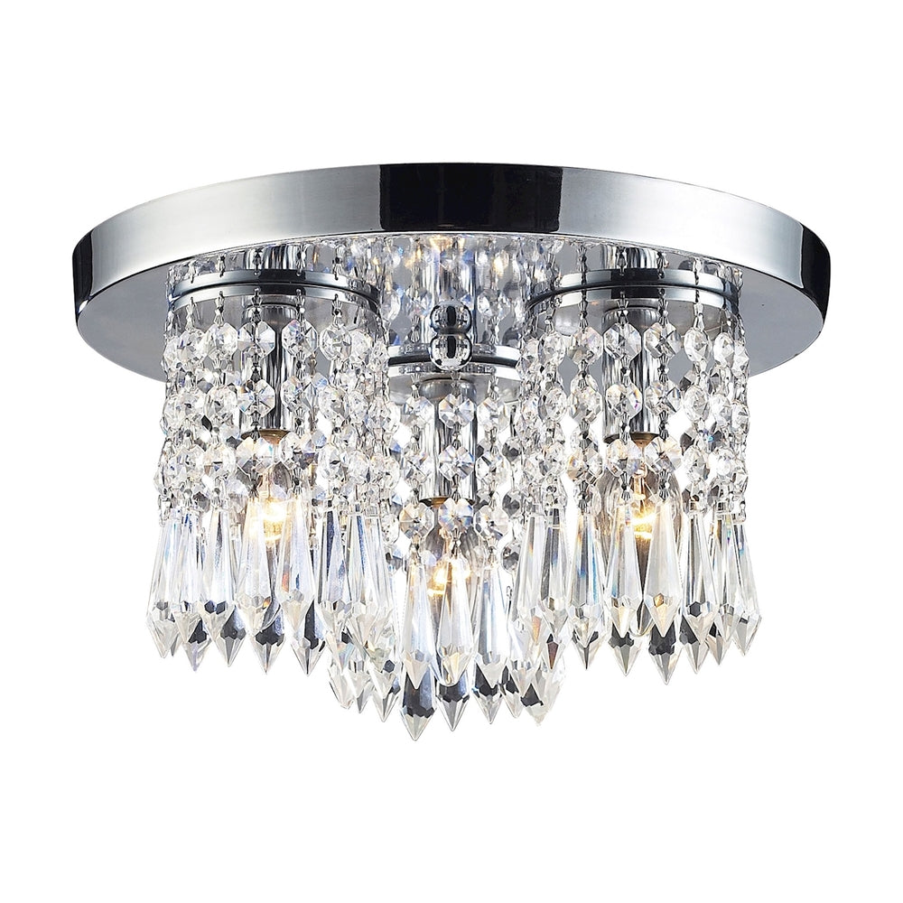 3-Light Semi Flush in Polished Chrome with Crystal
