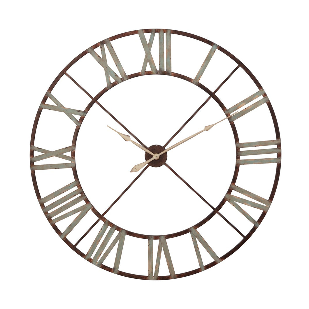 Massive scale and a rustic, antiqued metal flair combine to make this oversized dramatic wall clock. (6239260999878)