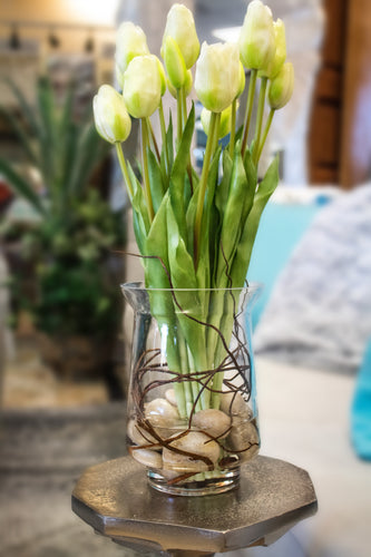 White tulips in Glass Vase