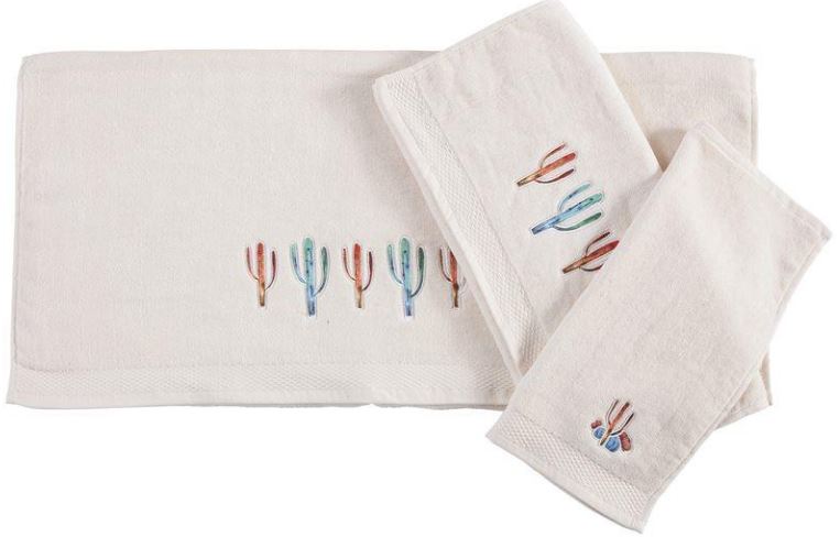 Embroidered Cactus Bath Towel Set 3-piece
