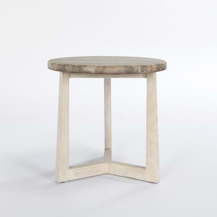 Round stone top end table